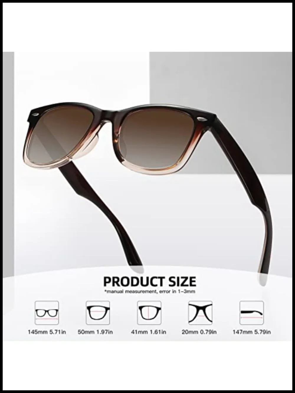 Polarized Square Frame Sunglasses UV Protection Driving